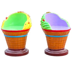 Ice cream decoration shop furniture fiberglass ice cream cone chair and table for outdoor