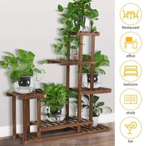 Indoor Outdoor Landing Bamboo Plant Pot Rack Stand Shelves for Home