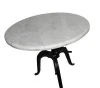 Industrial &amp; vintage Cast Iron Height adjustable banswara marble round Top crank dining table breakfast table