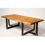 Industrial & vintage iron metal legs & acacia wood live edge Dining Table
