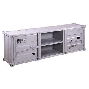 Industrial and Vintage Iron metal Container style 2 Door 2 shelf TV Stand