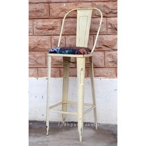 Industrial Printed Canvas Leather and metal bar Chair Leather Bar Furniture