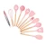 Import Ins Style pink color 12 piece wooden handle silicone kitchen utensils set with holder from China