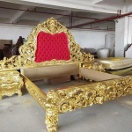 Italian classical king throne wood bedroom set