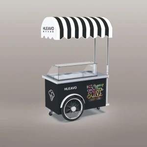 italian outdoor freezer display bike cart mobile push ice cream cart with freezer