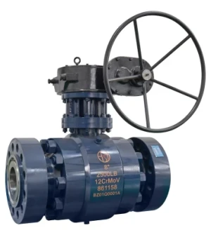 J-Valves 3PC Forged Steel Fire Safe Flange Trunnion Mounted Ball Valve with Worm Gear