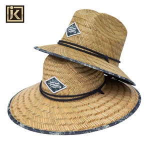 JAKIJAYI Wholesale Parent-child American Cowboy Natural Grass Sun hat Custom Logo Cheap Kids Lifeguards Straw Hat