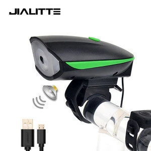 Jialitte B034 Waterproof Rechargeable USB Bicycle Headlight Siren Speaker LED Front Light Bike 140db Bicycle Electric Bell