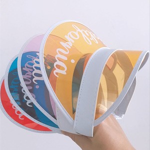 jiangrun cheap fashion supplier plain lighted transparent plastic color sun visors for ladies