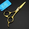 JOEWELL High-grade 4.0 inch 440C stainless steel  golden hair scissors cutting scissors 62HRC Hardness with leather case