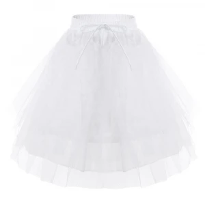 Kids 3 Layers Petticoat White Underskirt Netting Crinoline Slip Underskirts For Flower Girls Wedding Dress