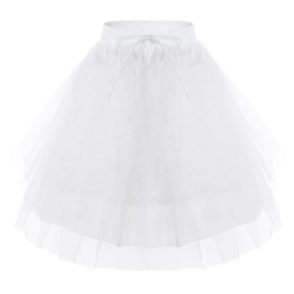 Kids 3 Layers Petticoat White Underskirt Netting Crinoline Slip Underskirts For Flower Girls Wedding Dress