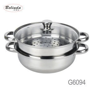 Kitchen Cookware Multifunction 28cm Stainless Steel Double Boiler Pot for Food Steamer