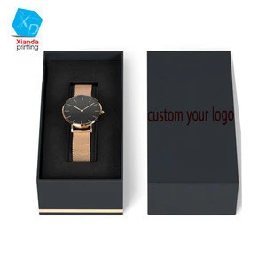 Ladies luxury custom watch packaging box design your own logo black watch cases wholesale