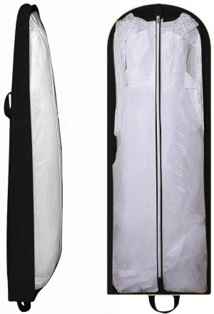Large Bridal Wedding Portable Gown Dress Cover Foldable Hanging Travel Luggage Black Garment Bag with Pockets for Womens