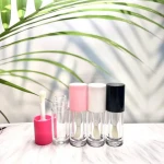 Large brush head lip gloss tube arrival lip gloss  colors round 6ml lip gloss tubes transparent and boxes