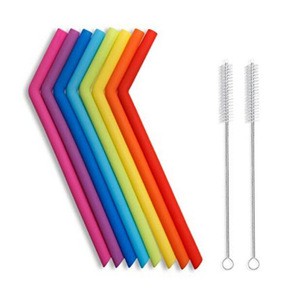 Large Size Flexible Silicone Straws,Reusable Drinking Straw with Brush