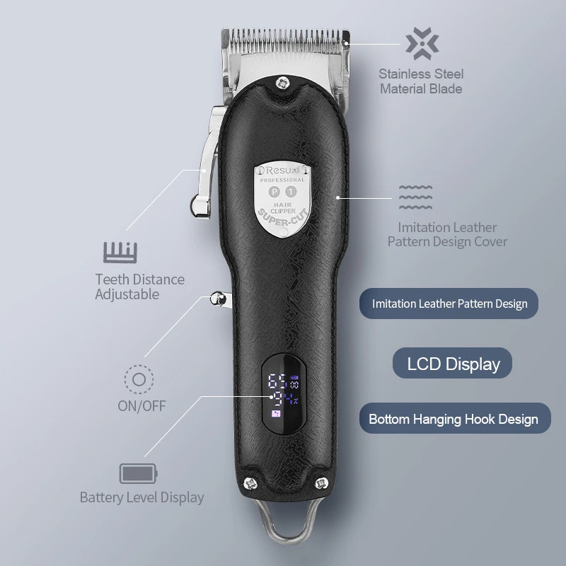 Leather Men Rechargeable Cordless Electric Hair Trimmers with Charging Dock Hair Cutting Kits