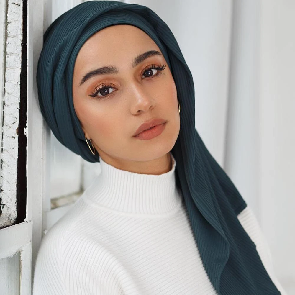 LM High quality fashion ribbed jersey scarves modest hijabs stretchy women muslim plain head scarf