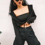Loose Long sleeve new style hoodie manufacturers women crop dropped shoulder sweatshirt hoodie