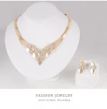 Luxury Water Drop Rhinestone Crystal Necklace Earring Set Elegant Bridal Wedding Jewelry Set Gold Plated Jewelry