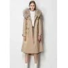 made in china Fashion rabbit  fur lining removable with raccoon fur hooded women long parka