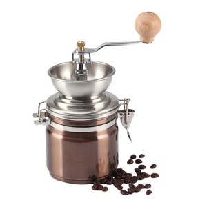 Manual Conical Burr Mill &amp; Brushed Stainless Steel Whole Bean Burr Coffee Grinder (Copper)