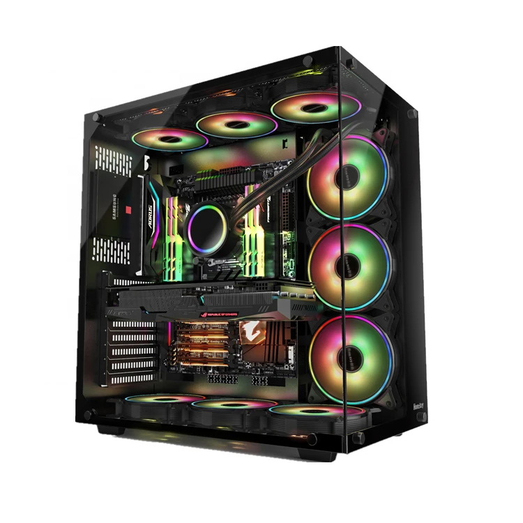 Manufacture Great Features Water Cooling System 4.0mm Tempered glass panel computer gaming atx case
