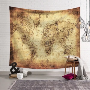 Manufacturers Supply 150*130CM Colorful World Map Tapestry Wall Hanging Wall Tapestry Mandala Tapestry for Livingroom