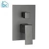 Matte black luxury 3 functionbrass square shower in wall set  Bathroom Hotel Shower mixer
