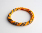 Matte Orange Hand Crocheted Glass Beads Bracelet