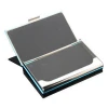 Mens Business Cardcase Stainless Steel Metallic Stamp Embossed Leather Business Card Holder