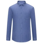 Mens Casual  Long Sleeve  Thermal Stretch Winter Thicken Warm Shirts Single Pocket Comfortable Wool Fleece Plaid Striped Shirt