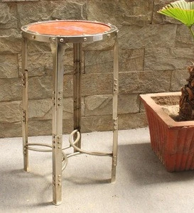 Metallic round red color top bar stool furniture