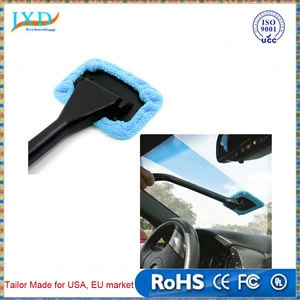 Microfiber Auto Window Cleaner Long Handle Car Wash Brush Dust Car Care Windshield Shine Towel Handy Washable Car Cleaning Tool