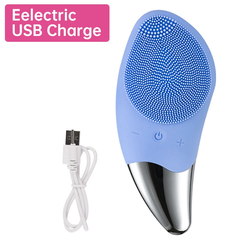 Mini Electric Face Cleansing Brush Silicone Sonic Electric Facial Cleanser Deep Washing