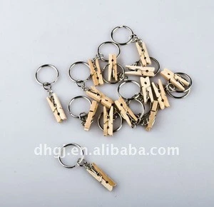 mini wood clothes peg with Key chain