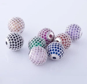 Miss Jewelry Wholesale 925 Sterling Silver Metal Beads for Jewelry Making Cz Micro Pave Beads