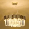 Modern gold plated round iron chandelier K9 crystals led pendant light for Holiday villages deco