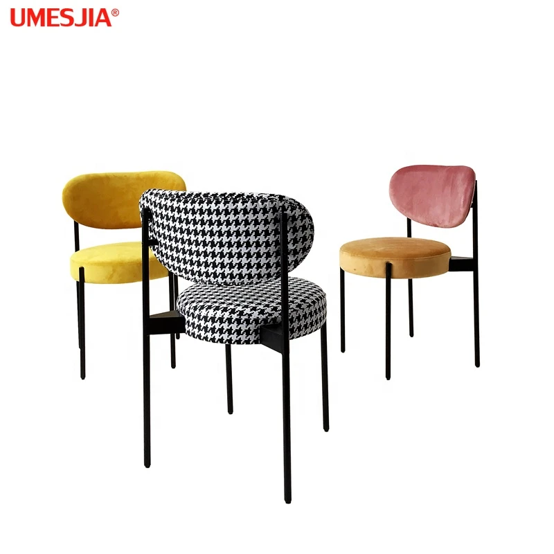 Modern Home Furniture Restaurant Furniture Velvet Fabric 430 collection Iron chair Dining hall Chair