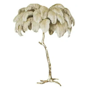 Modern LED Lighting Ostrich Feather Home Hotel Decorative Palm Tree Copper Nordic Big Floor Standing Light Lamp