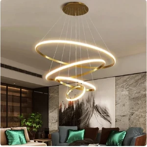 Modern LED Ring Chandelier Lighting For Living Dining Room Kitchen Restaurant Remote Control Dimming Circle Hanging Pendant Lamp