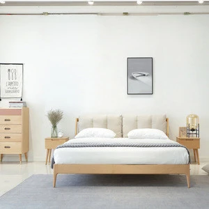 Modern Nordic Sleep Well Bedroom Furniture Set Double Hotel Wood Beds