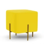 Modern style green velvet ottoman stool chair with gold base for living room