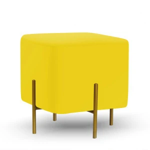 Modern style green velvet ottoman stool chair with gold base for living room