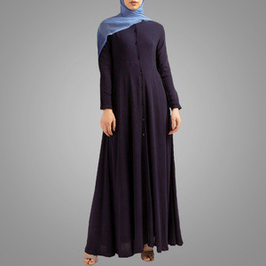 Modest Muslim Kaftan Dress Woman Islamic Abaya Arab Turkish Jilbab Dubai Muslim Dress with Buttons