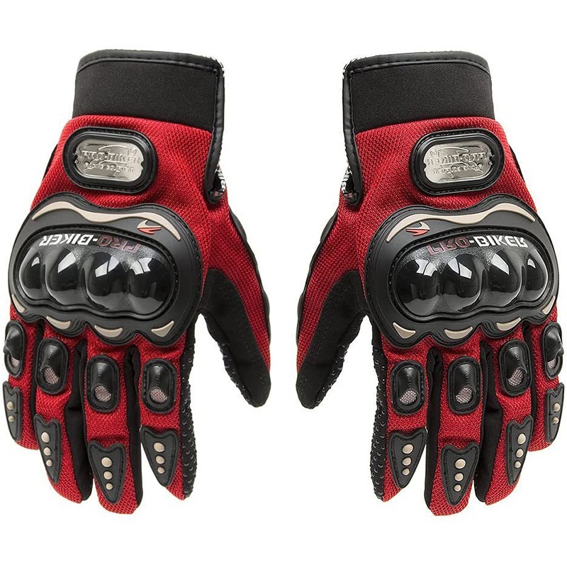 Motorbike Carbon Fiber Powersports Racing Gloves (Red, Large)