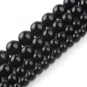 Natural Black Tourmaline Gemstone Round Loose Beads for Jewelry Making Bracelet Necklace 15.5" Strand wholesale