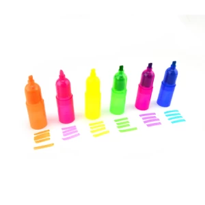 NEW 6 colors stationary stackable highlighter marker pen high pigment mini highlighter pen set pastel colours