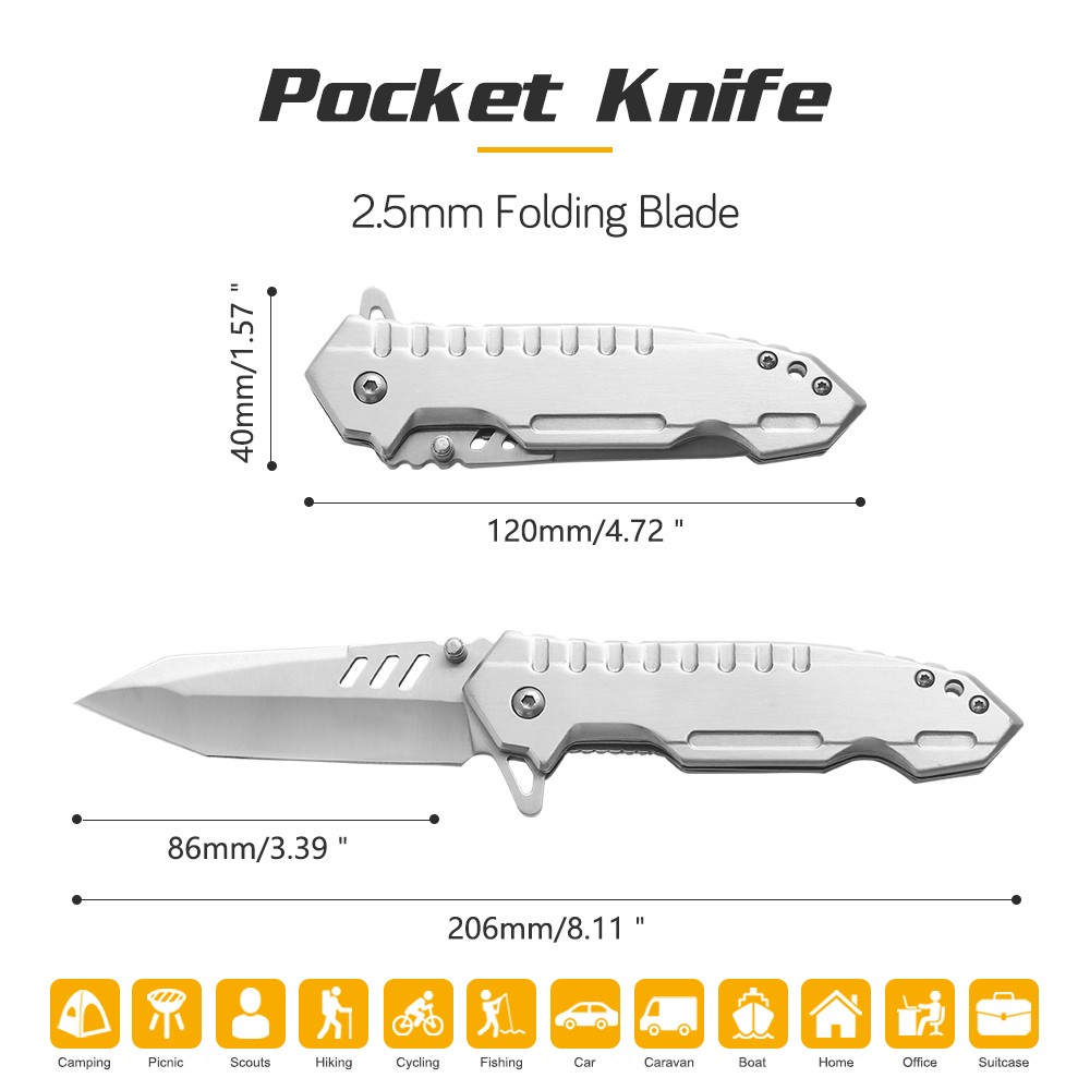 New all Stainless Steel Knife Camping Folding Knife Outdoor Military Pocket Self-defense Knife